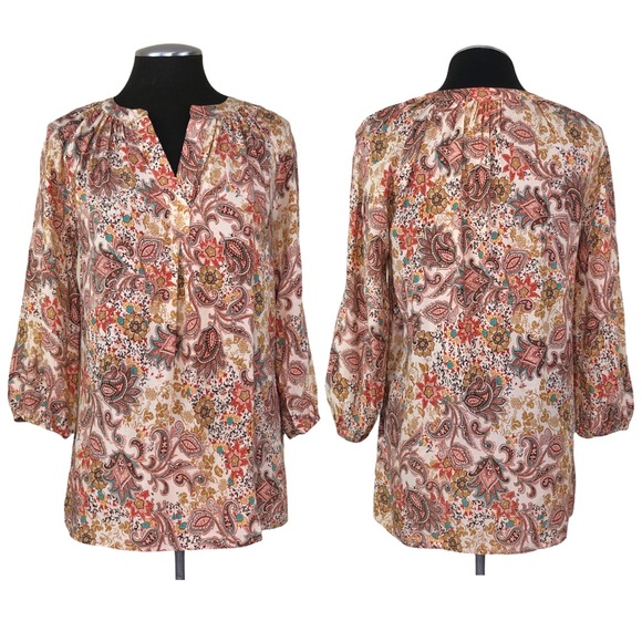 Cynthia Rowley Tops - Cynthia Rowley - Paisley Pullover V-Neck Blouse